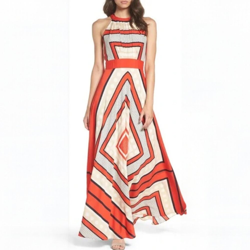 Eliza J Scarf Print Fit & Flare Maxi Dress | US8